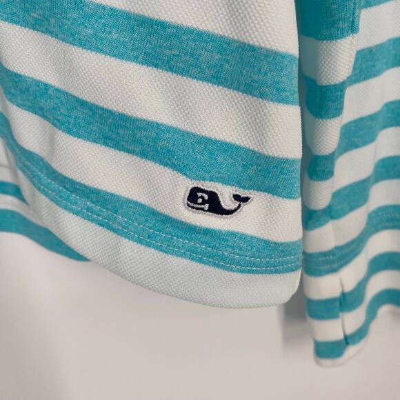 Vineyard Vineyards Performance Top Women’s XL  White & Teal Striped Nautical - Picture 2 of 7